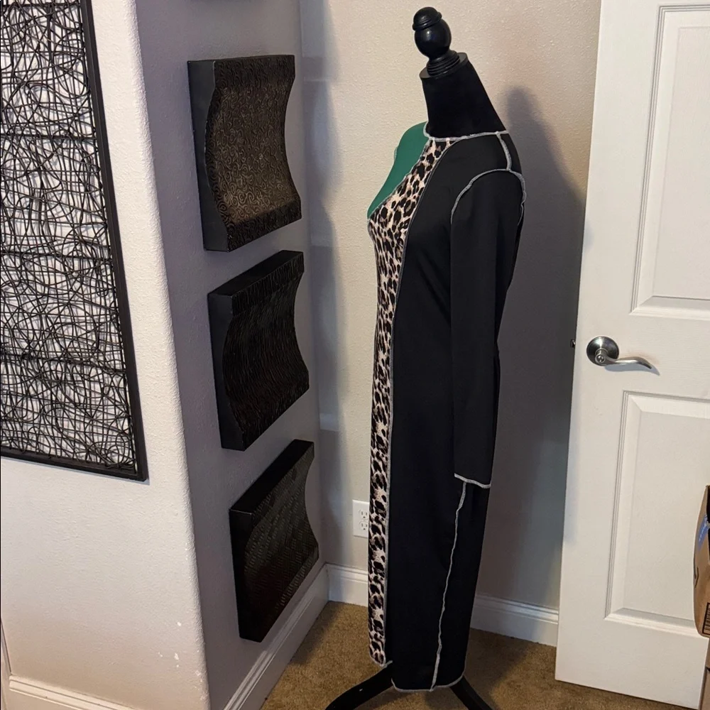 Leopard Print and Green Long Sleeve Dress - Picture 5 of 5